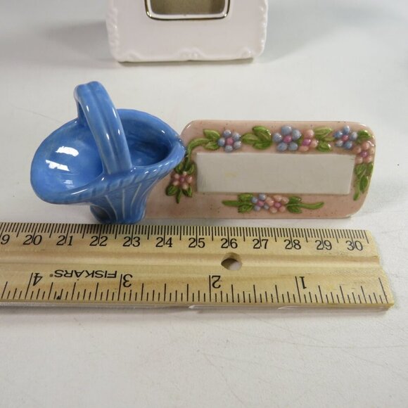 Ceramic White w Gold Picture Frame, (2) Ceramic Place cards Embossed Floral - Picture 3 of 14